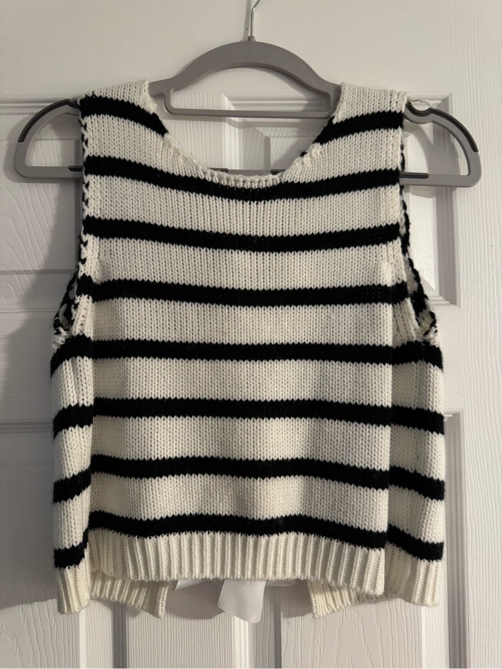 Black & White Striped Knit Tank Sweater